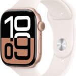 Apple Watch Series 10 46mm Cellular Růžově zlatý hliník se světle ruměným sportovním řemínkem – M/L
